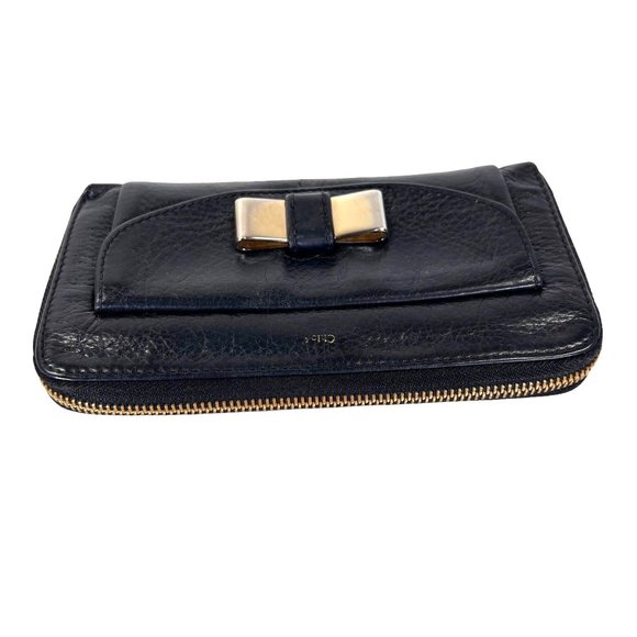 Authentic Chloe Wallet Long Lily Zip Around Black Leather Vintage Purse - Picture 4 of 12